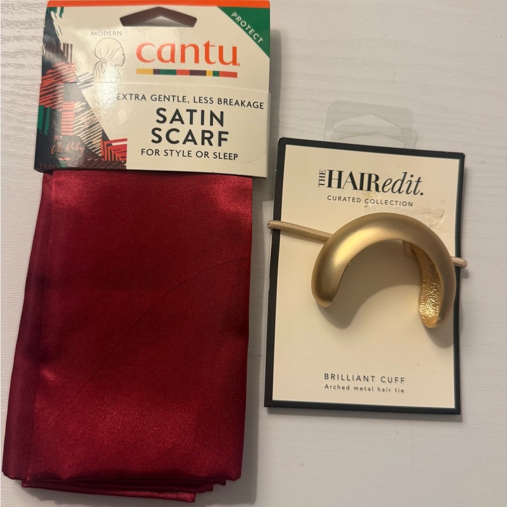 Cantù Satin Scarf in Rich Red And Gold Hair Cuff